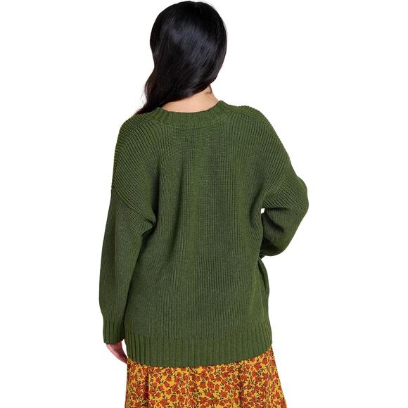 Toad & Co Women's XS Chive Butte Oversized Sweater V Neck Organic Cotton M22-19 - Picture 2 of 9
